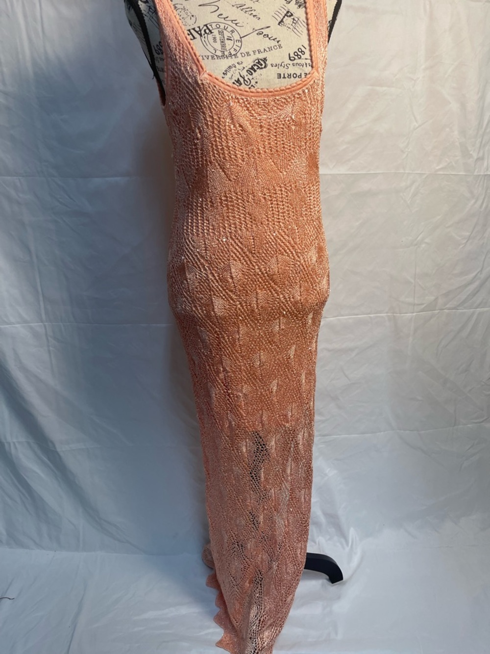 Guess crochet style Peach Knit Maxi Dress Size Medium